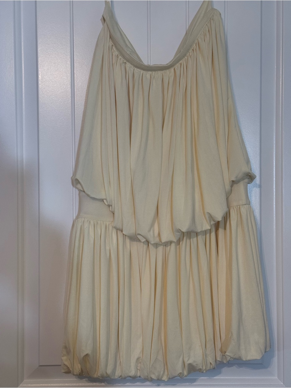 Meshki Cream Spaghetti-Strap Bubble-Hem Mini Dress - Picture 4 of 4